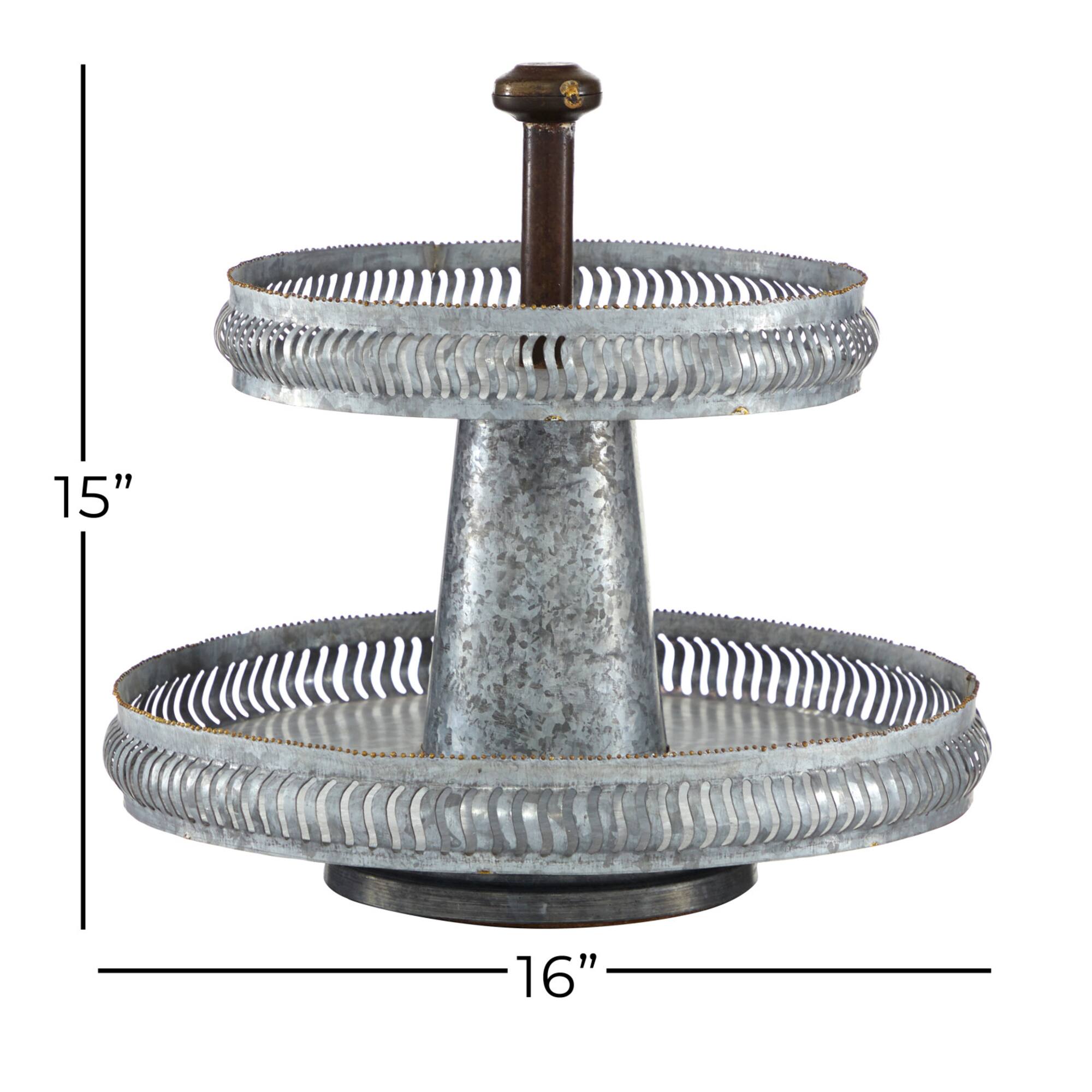 Silver Iron Farmhouse 2 Tier Tray Stand
